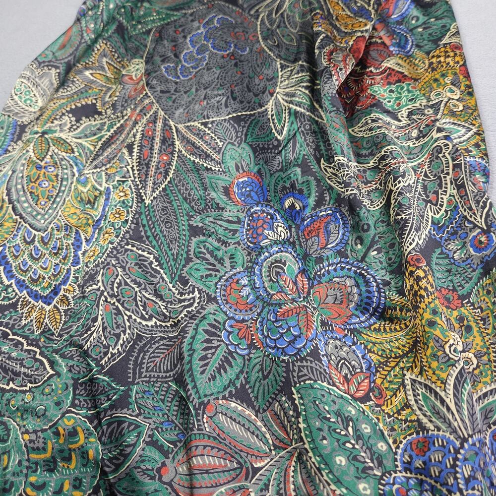 Vintage VIRGO II Wrap Dress Womens 14 Floral Print Metallic Sheen Midi Artsy USA - Picture 13 of 16